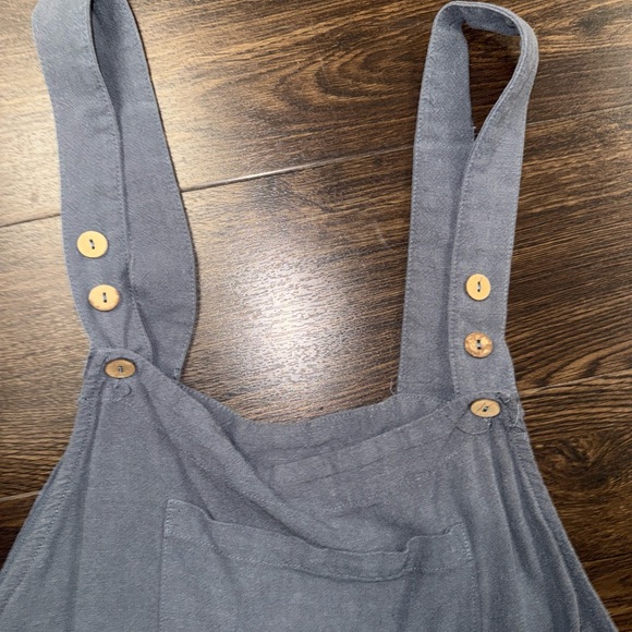 ANRABESS Women's Casual Adjustable Strap Linen Short Bib Overalls Jumpsuit - Picture 4 of 5